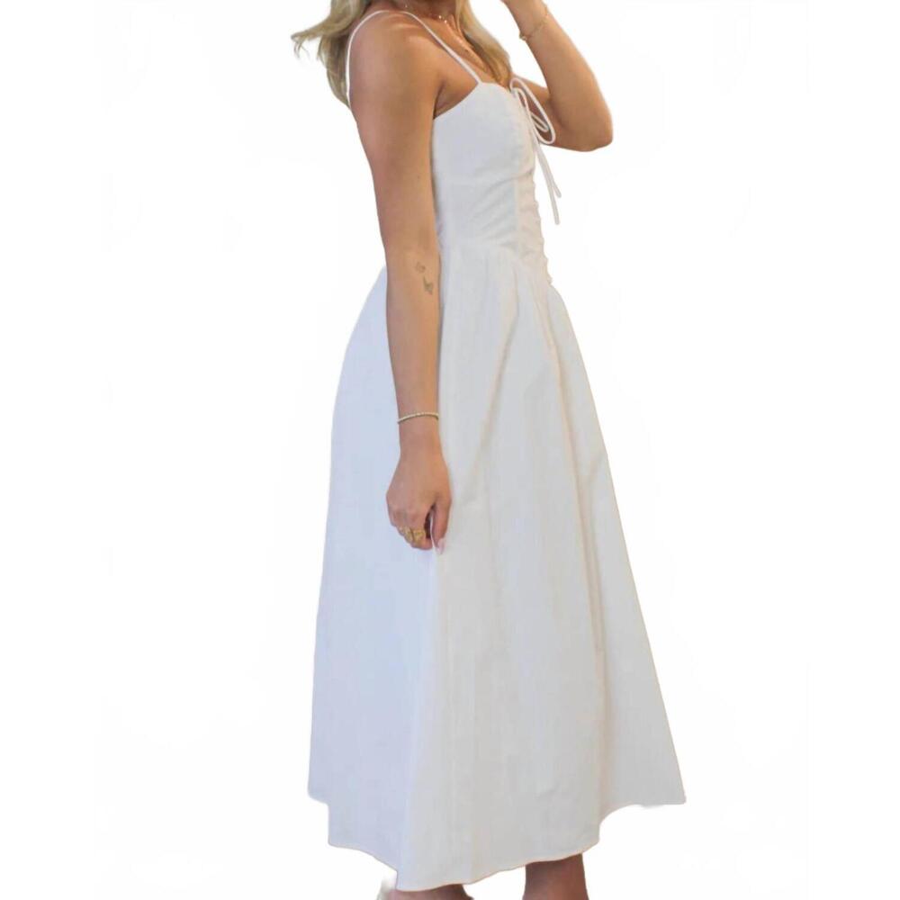 NEW BLUE BLUSH verona poplin midi dress in white - Picture 3 of 3